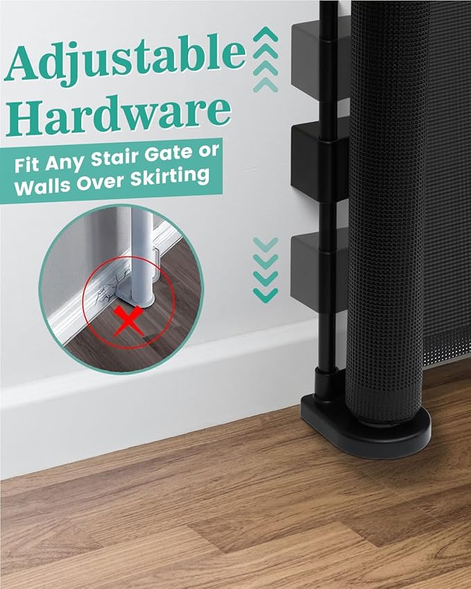 Upgraded 59" Retractable Baby Gates with Reinforced Strip Design to Prevent Crawling Through, 34" Tall Retractable Dog Gate, 5 FT Retractable Gates for Stairs, Doorways, Hallways