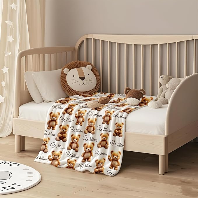Ship Next Day, Personalized Baby Blanket for Boys Girls - Printed in USA, Custom Baby Blanket with Name Super Soft Plush Flannel, Easter Christmas Brithday Gifts for Baby Shower Kids Toddlers Newborn