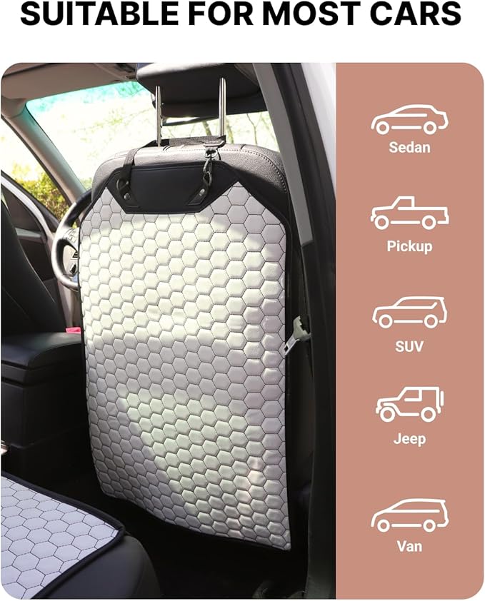 Premium Leather Car Seat Protector for Child Car Seat Cover from Dirt Scratches (White Set Kick Mat+Seat Protector)
