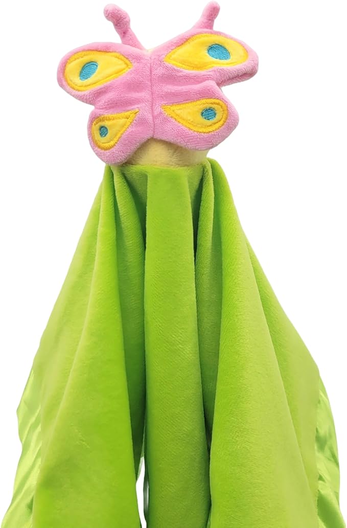 Yikestwins Butterfly Lovey Blanket for Baby | Large 20" x 20" Baby Lovey for Girls | Cute Butterfly Security Blanket for Babies and Toddlers