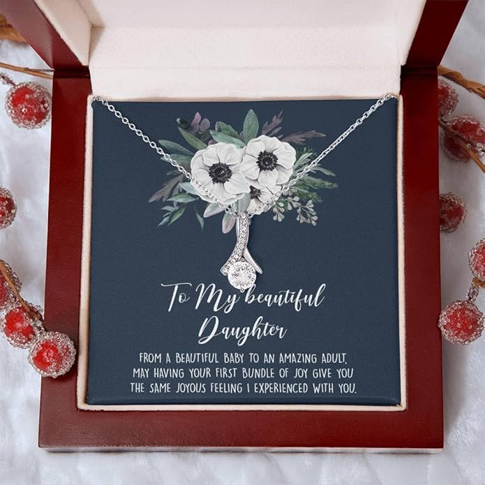 To My Daughter Gift Necklace From Dad or Mom - Badass Daughter Jewelry With Heartfelt Message & Elegant Box