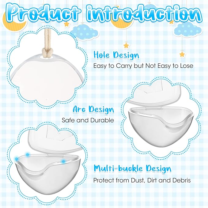 Treela 10 Pack Pacifier Case Pacifier Holder Case Clear Container Box for Baby Travel Transparent Clip Essential Accessories