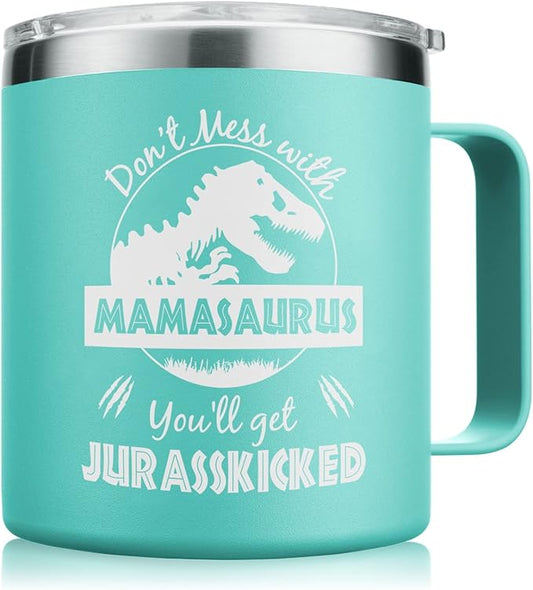 NOWWISH Mothers Day Gifts for Mom from Daughter Son, Mamasaurus Coffee Mug, Birthday Gifts for Mom Women, Mother-in-Law, 14oz Green