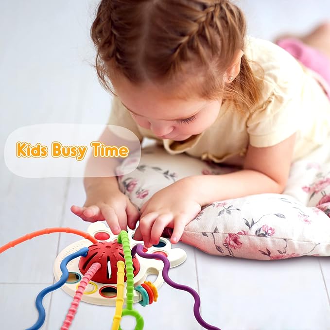 AiTuiTui Sensory Toddler Travel Toys for 1 2 Year Old Boy Girl Birthday Gift, Soft Silicone Baby Teething Fidget Educational Learning Toys for Infant 6 9 12 18 Months