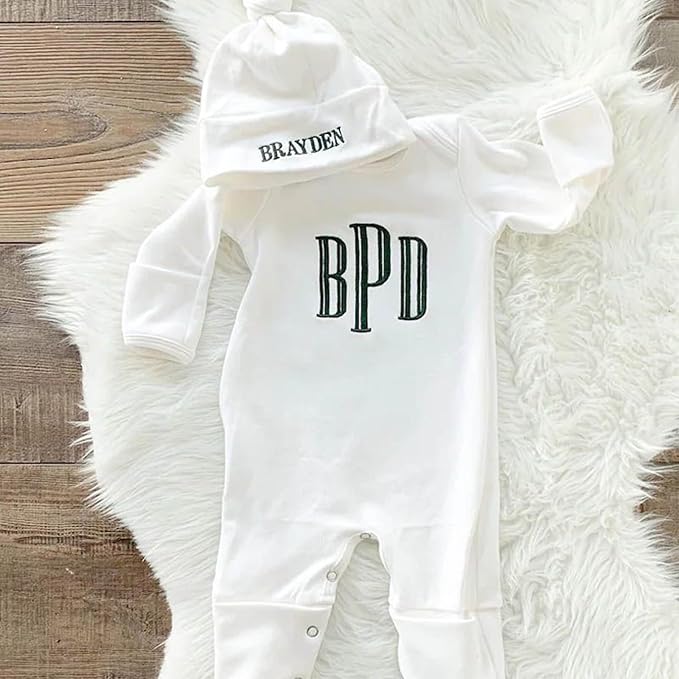 Personalized Baby Romper Hospital Newborn Coming Home Outfit Custom Embroidery Name Infant Sleepwear Gift for Baby Shower