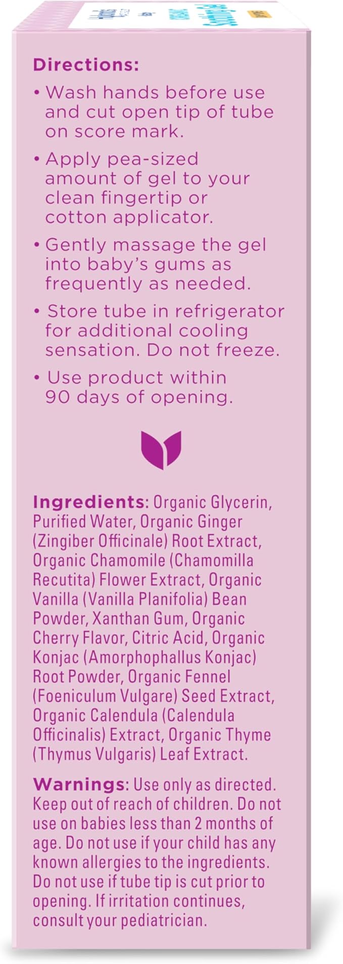 Hyland's Baby Organic Day Oral Soothing Gel, with Chamomile, Calendula, and Fennel, Cooling Gel for Oral Discomfort, Easy-to-Apply, Ages 2 Months and Up, 0.53 Ounce