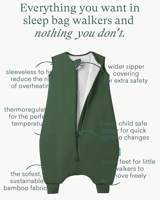 Supersoft Toddler Sleep Sack with Feet 1.0 TOG Premium Bamboo Viscose Sleep Bag Walker with Legs 12-18-24-2t-4t-5t