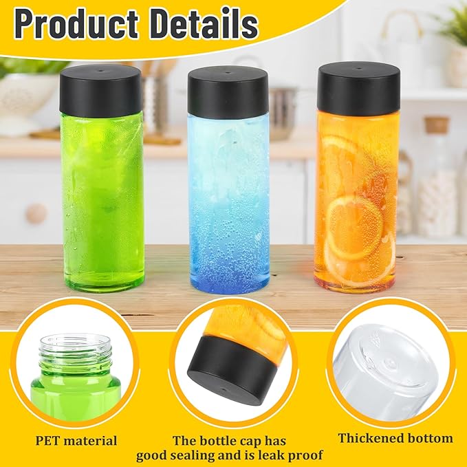 30 Pcs Empty Sensory Bottles,12 oz Leakproof Clear Plastic Juice Water Bottles with Lids,Reusable Drink Containers for Milk Tea Beverages Sensory Crafts Classroom Handmade Party Supply