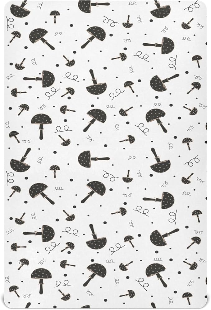 Gothic Mushroom Crib Sheets for Neutral Bassinet Play Sheets,Sheets Toddler Bed Sheets for Baby Boys Girs 39 * 27 * 5in