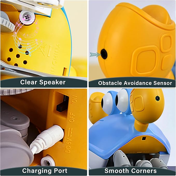 Yeaye Crawling Crab Baby Toys Infant - Tummy Time Toy Gifts for 3 4 5 6 7 8 9 10 11 12 Boy Girl with Learning Crawl System Music for 0-6 6-12 12-18 36 Months Walking Toddler Birthday Gift(Blue)