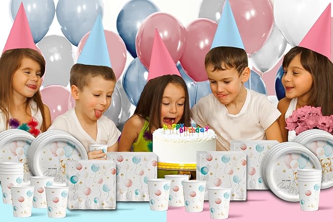 Teddy Bear Party Supplies - Bear Baby Shower Tableware Set Includes Plates Cups and Napkis (48 Piece, We Can Bearly Wait)