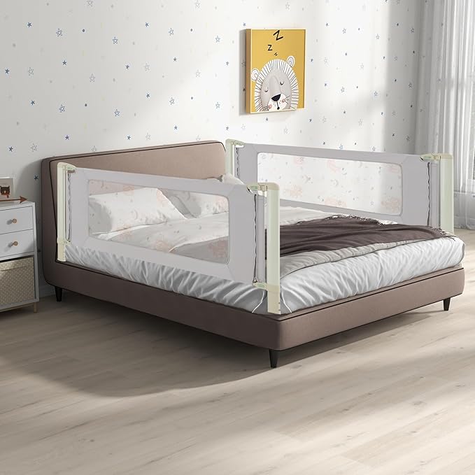 BABY JOY Bed Rail for Toddlers, 79" Vertical Lifting Extra Long Infants Safety Bed Side Rails with Double Lock, Foldable Baby Bed Rail Guard for Twin Double Full Size Queen King Bed Mattress (Gray)