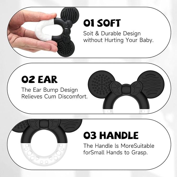 Baby Teething Toys,Teether for Babies 3+Months,BPA Free Soft and Silicone Teething Relief Soothing Sore Gums Baby Chew Toys