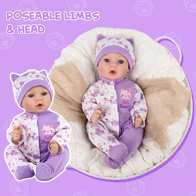 Aori Lifelike Reborn Baby Dolls Girl - Realistic 18-Inch Newborn Baby Doll That Look Real, Nice Gift Set for Kids, Parents-to-be, Grandparents