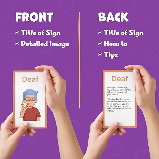 Hubble Bubble Kids American Sign Language Cards for Toddlers and Beginners - 180 ASL Flash Cards for Babies, Toddlers, Kids, ABC Flash Cards for Deaf Children Include Starter, Vocab, and Sight Words