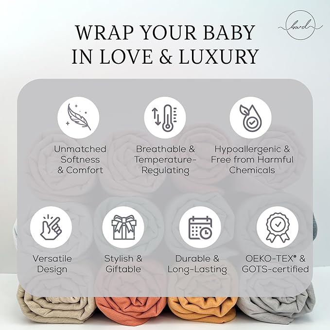 BWD Baby Swaddle Blanket – Ultra-Soft Bamboo Viscose & Organic Cotton Muslin – Lightweight, Breathable, Stretchy – Newborn Essential 47" (Rosewood)