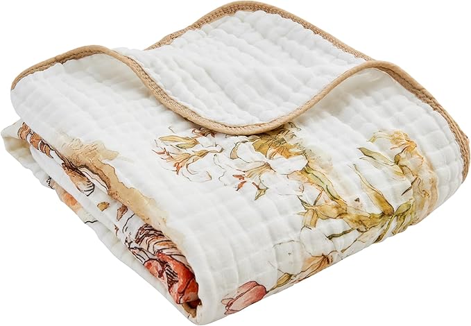 Luxury Muslin Baby Blanket, Cozy Swaddle, 6-Layer Cotton Receiving Blanket for Newborn Infant, 43x43 Inch Lightweight Breathable Crib Blanket, Nursery Stroller Toddler Quilt, Rabbits