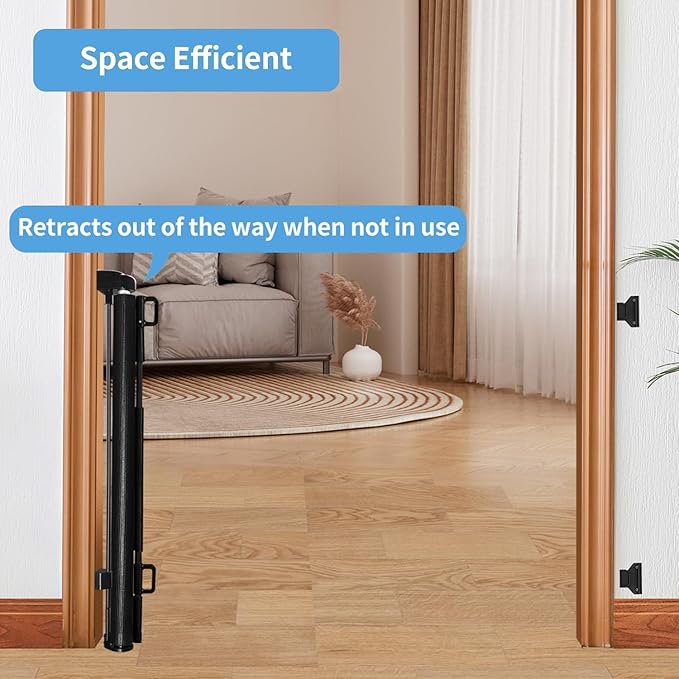 DEAR LOV 2 Pack Retractable Baby Gate,Mesh Baby Gate or Mesh Dog Gate,33" Tall,Extends up to 55" Wide,Child Safety Gate for Doorways, Stairs, Hallways(Black,33"x55"