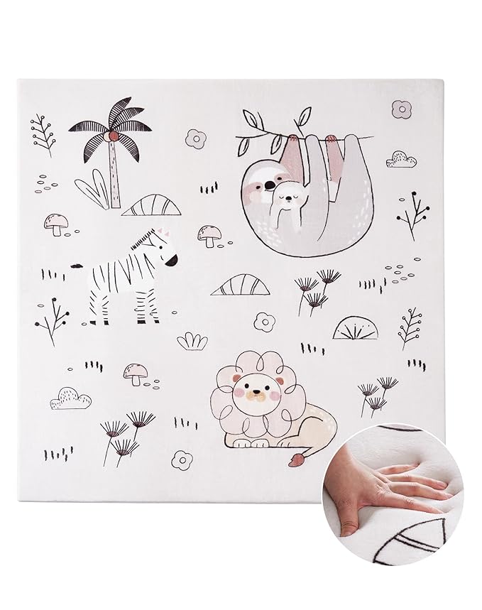 ROBUD Baby Play Mat, Baby Floor Play Mat, 50×50in Kids Play Mat with Non-Slip Pad,Foldable and Machine Washable Foam Play Mat for Baby Aged 0+, WF010