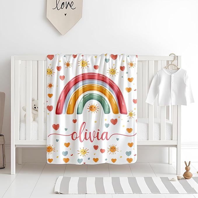 Ship Next Day, Personalized Baby Blanket for Boys Girls - Printed in USA, Custom Baby Blanket with Name Super Soft Plush Flannel, Easter Christmas Brithday Gifts for Baby Shower Kids Toddlers Newborn