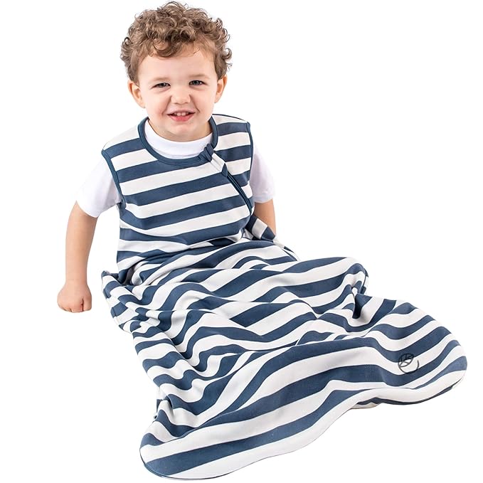Ecolino Organic Cotton Baby Sleep Sack - 2-Way Zipper Baby Wearable Blanket - Toddler Sleeping Bag Sack - 18-36 Months - Deep Blue