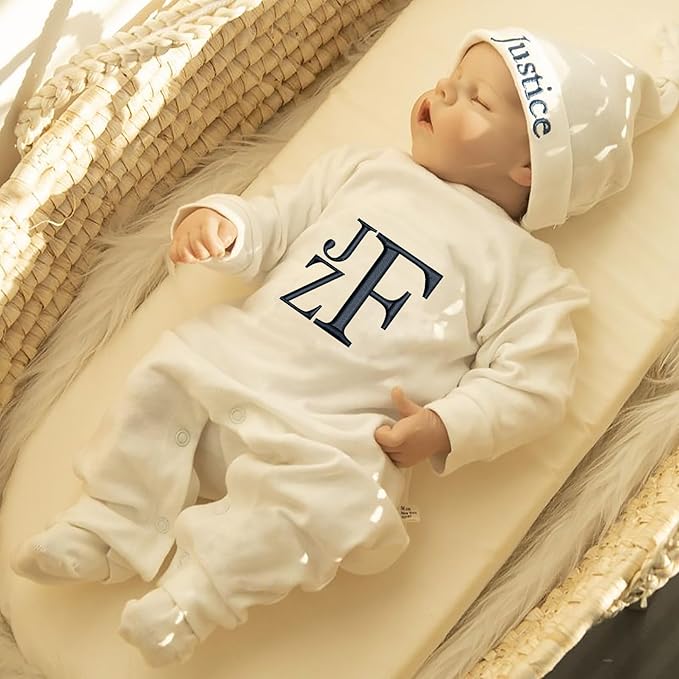 Personalized Baby Romper Hospital Newborn Coming Home Outfit Custom Embroidery Name Infant Sleepwear Gift for Baby Shower