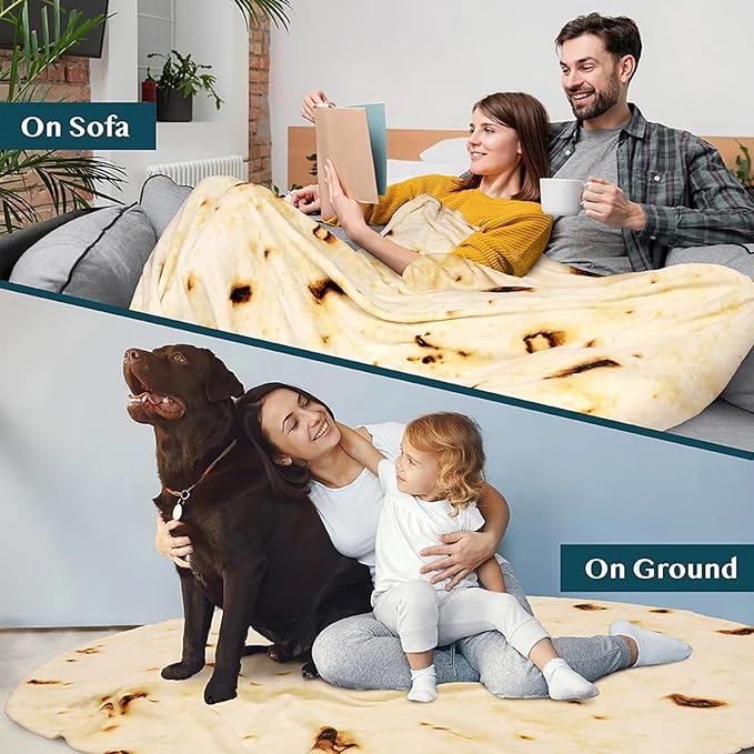 85in Burrito Tortilla Blanket White Elephant Gifts for Adults Useful Taco Throw Blankets Woemn Men Party Cool Stuff Novelty Gag Soft Fleece Wrap