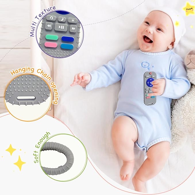 1 Pack Silicone Teethers for Babies 6-12 Months, Teething Toys for Babies 0-6 Months, Remote Teether for Baby, Sensory Toys for Babies,Toddler Infant Girl Boy Gifts