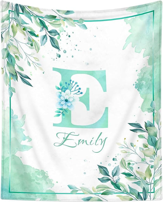 Personalized Baby Blanket with Name, Custom Baby Blanket for Kids Personalized Baby Gifts for Christmas BirthdayIn Easter Soft Flannel Infant Newborn Shower (Blue)