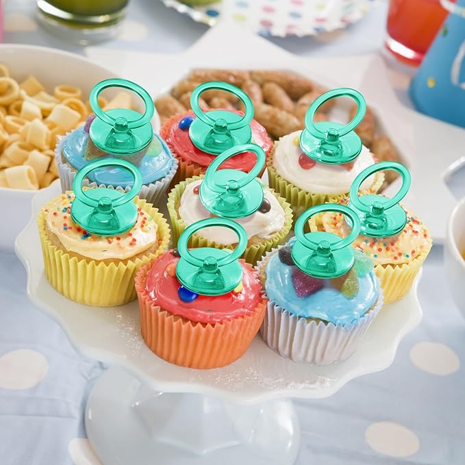 Jetec 48 Pieces 2.5 Inch Acrylic Baby Pacifiers Gender Reveal Party Decorations for DIY Baby Shower Birthday Party Favors(Green)