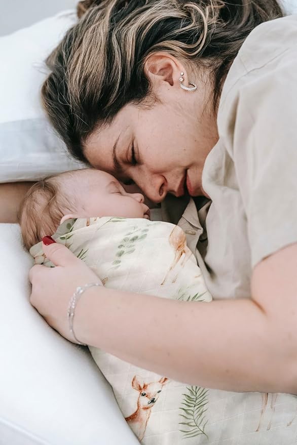 Little Jump Muslin Swaddle Blankets Neutral, Woodland Muslin Baby Blanket Receiving Blanket for Boys & Girls Unisex, Soft Large 47 x 47 inches (Rabbit & Deer)