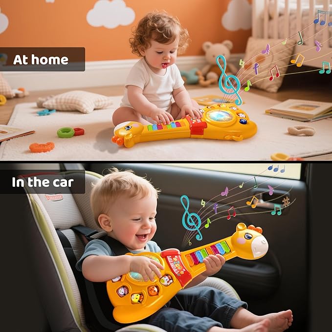 Marstone Toys for 1 2 Year Old Boy and Girl Birthday Gift: Baby Musical Guitar Piano Toys 12-18 Month with Animal Sound and Light, 1st First Learning Educational Gift for Toddlers Birthday, Christmas