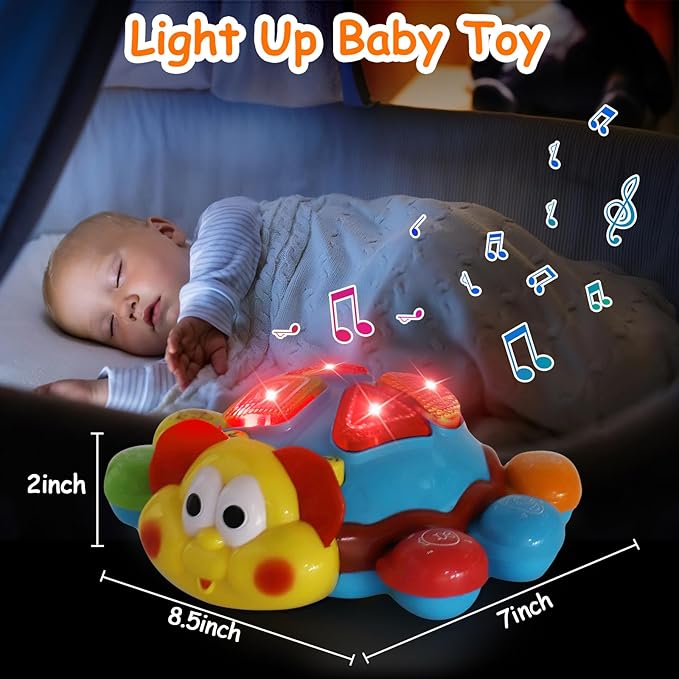 Baby Crawling Toys 6 to 12 Months Tummy Time Spanish English Bilingual Learning Toy Infant Musical Light Up Toy 0-3 4 5 6 7 8 9 10 12-18 Month montessori Gift for 1 2 Year Old Boy Girl Toddler Age 0-2