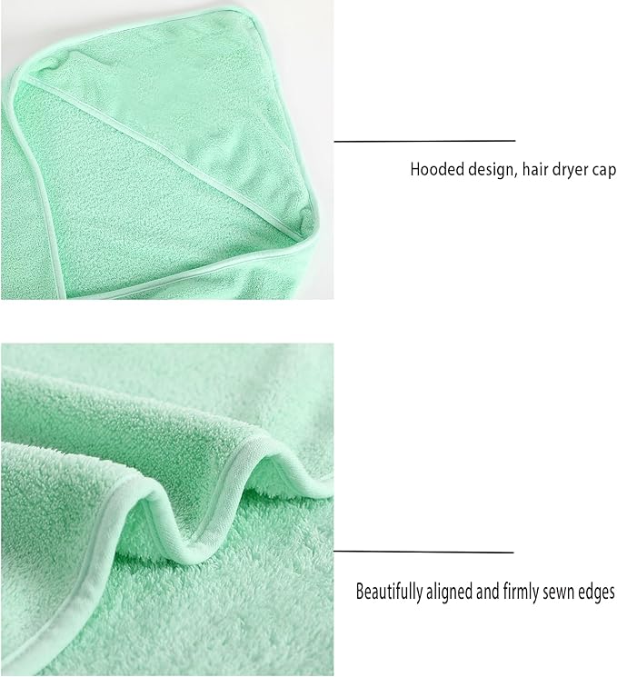 Baby Hooded Towels 31.5 * 31.5" Bath Towel for Newborn Toddler Infant Shower Ultra Absorbent Soft Bathrobe Blanket Boys and Girls(Green)