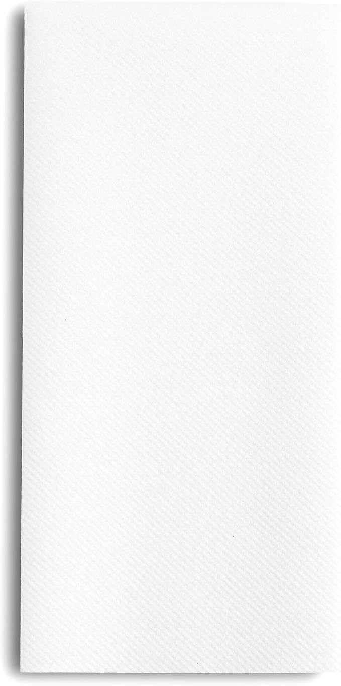 Linen-Feel European-White Paper Napkins - Decortive Cloth-Like Disposable Dinner Napkins - Soft And Absorbent. For Kitchen, Party, Wedding, Bathroom Or Any Occasion. (Pack of 100)