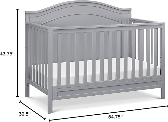 DaVinci Charlie 4-in-1 Convertible Baby Crib - GREENGUARD Gold Certified Convertible Crib to Toddler Bed, Daybed, Full-Size Wooden Bed and Durable - 4 Adjustable Mattress Heights - Grey