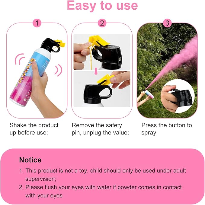 Merear Gender Reveal Fire Extinguisher 4 Packs, Gender Reveal Ideas, Girl Baby Reveal Party Idea for Gender Reveal Decorations(Pink)