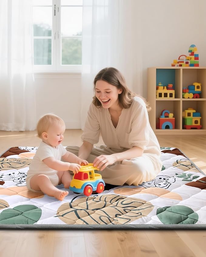 Baby Play Mat, Non-Slip Baby Mat for Floor, Soft Thicker Playpen Mat, Portable Playmat, Crawling Mat for Babies, Toddlers & Infants to Play and Learn( 47"x47")