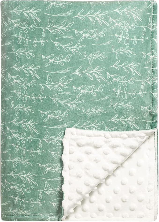 Green Sage Baby Blankets, Sage Toddler Blanket for Boys Girls, Dotted Backing, Double Layer, Crib Receiving Blanket, for Nursery/Stroller/Toddler Bed/Carseat, 30 x 40 Inch