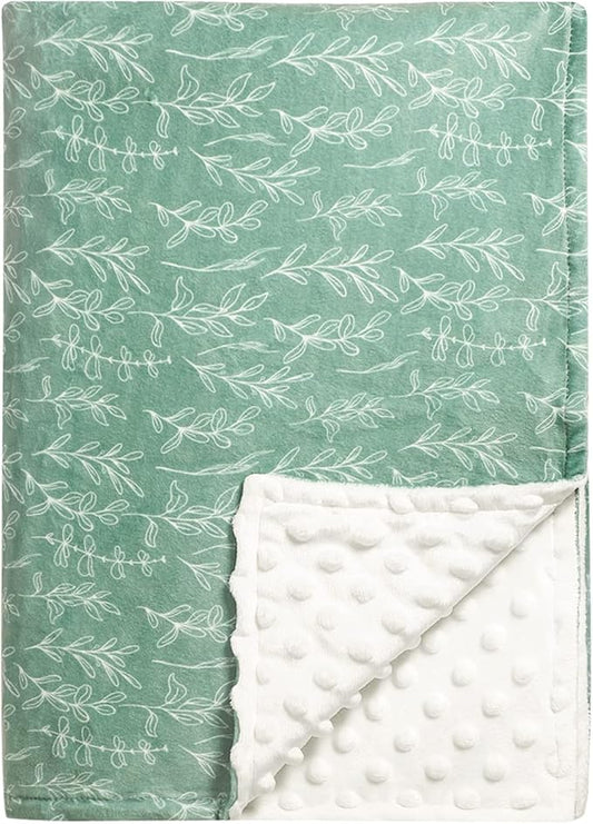 Green Sage Baby Blankets, Sage Toddler Blanket for Boys Girls, Dotted Backing, Double Layer, Crib Receiving Blanket, for Nursery/Stroller/Toddler Bed/Carseat, 30 x 40 Inch
