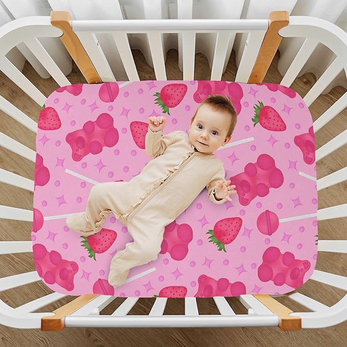 Lollipop Jelly Crib Sheets for Neutral Bassinet Play Sheets,Sheets Toddler Bed Sheets for Baby Boys Girs 39 * 27 * 5in