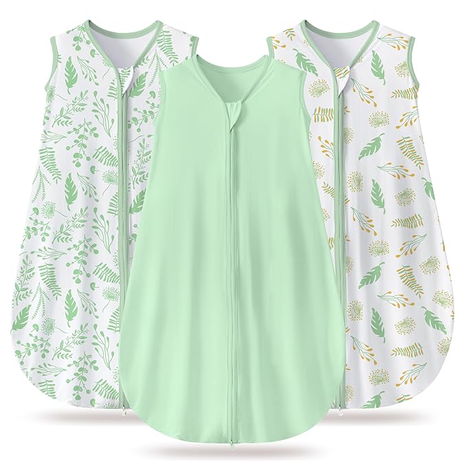 Baby Sleep Sack 18-24 Months, 100% Organic Cotton Wearable Blanket for Babies, 2-Way Zipper Lightweight Breathable Baby Sleeping Bag, 4 Sizes-GreenXL