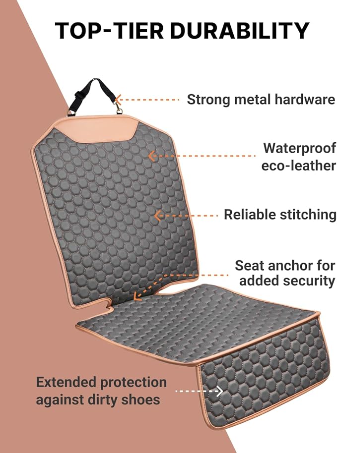 Premium Leather Car Seat Protector for Child Car Seat Cover from Dirt Scratches - Infant Car Seat Protector for Back Seat/Front Booster Seat Protector Under Baby Car Seat Waterproof 1pc Hexy