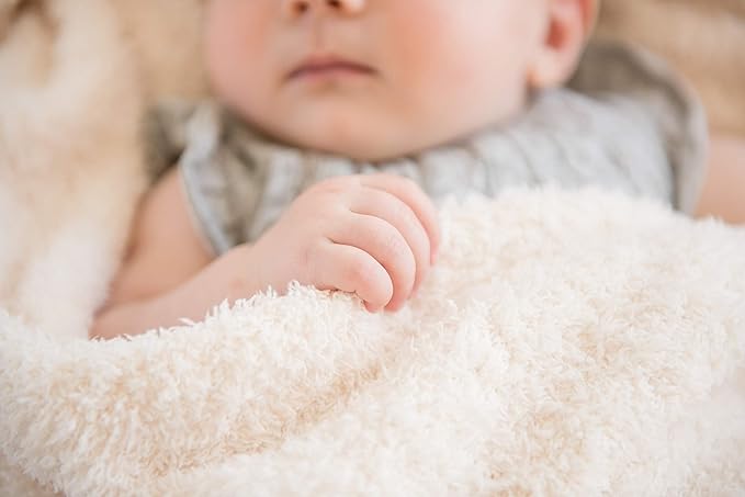 SARANONI Bamboni Luxury Baby Blanket, Breathable & Soft Plush for Infant Boys & Girls (Ivory, Mini 15” x 20”)