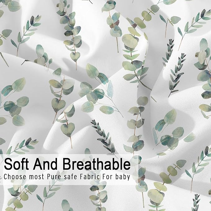 bimocosy Mini Crib Sheets,Pack and Play Sheets for Baby Boy Girl 4 Pack,Size 38"x 26" for Playard Mattress,Portable Mini Crib,Soft Pack N Play Sheets Fitted,Leaf/Bear/Gray/Green