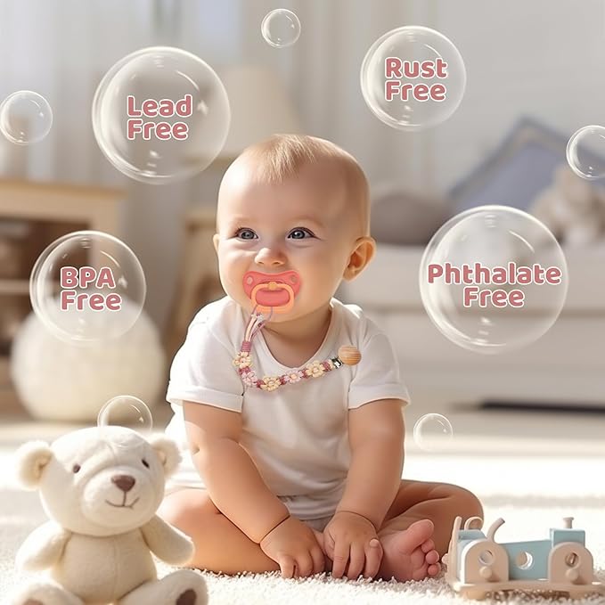 Pacifier Clip for Boys Girls Floral Daisy Macrame Baby Paci Clip Pacifier Holder Leash Boho Wooden Clips Handmade Braided Cotton Binky Clips (1pack:Caramel Style B)
