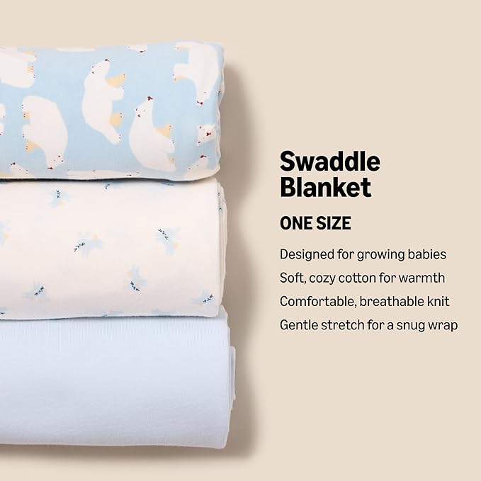 Amazon Essentials x Sofia Grainge Unisex Babies' Swaddle Blanket, Pack of 3