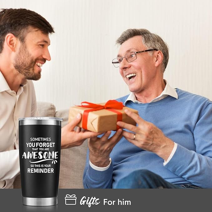 NOWWISH Gifts for Men, Inspirational Gift Tumbler, Birthday Gifts for Men Dad Father Husband Boyfriend Best Friend - Black 20oz