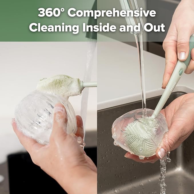 Haakaa 5-in-1 Cleaning Brush Set β Baby Bottle Brush & Bottle Brush Cleaner, Multi-Purpose 360Β° Comprehensive Cleaning for Breast Pumps, Breast Milk Collector, Baby Bottles, Nipples ,Straw β Portable