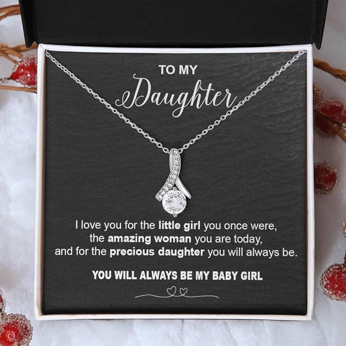 To My Daughter Gift Necklace From Dad or Mom - Badass Daughter Jewelry With Heartfelt Message & Elegant Box